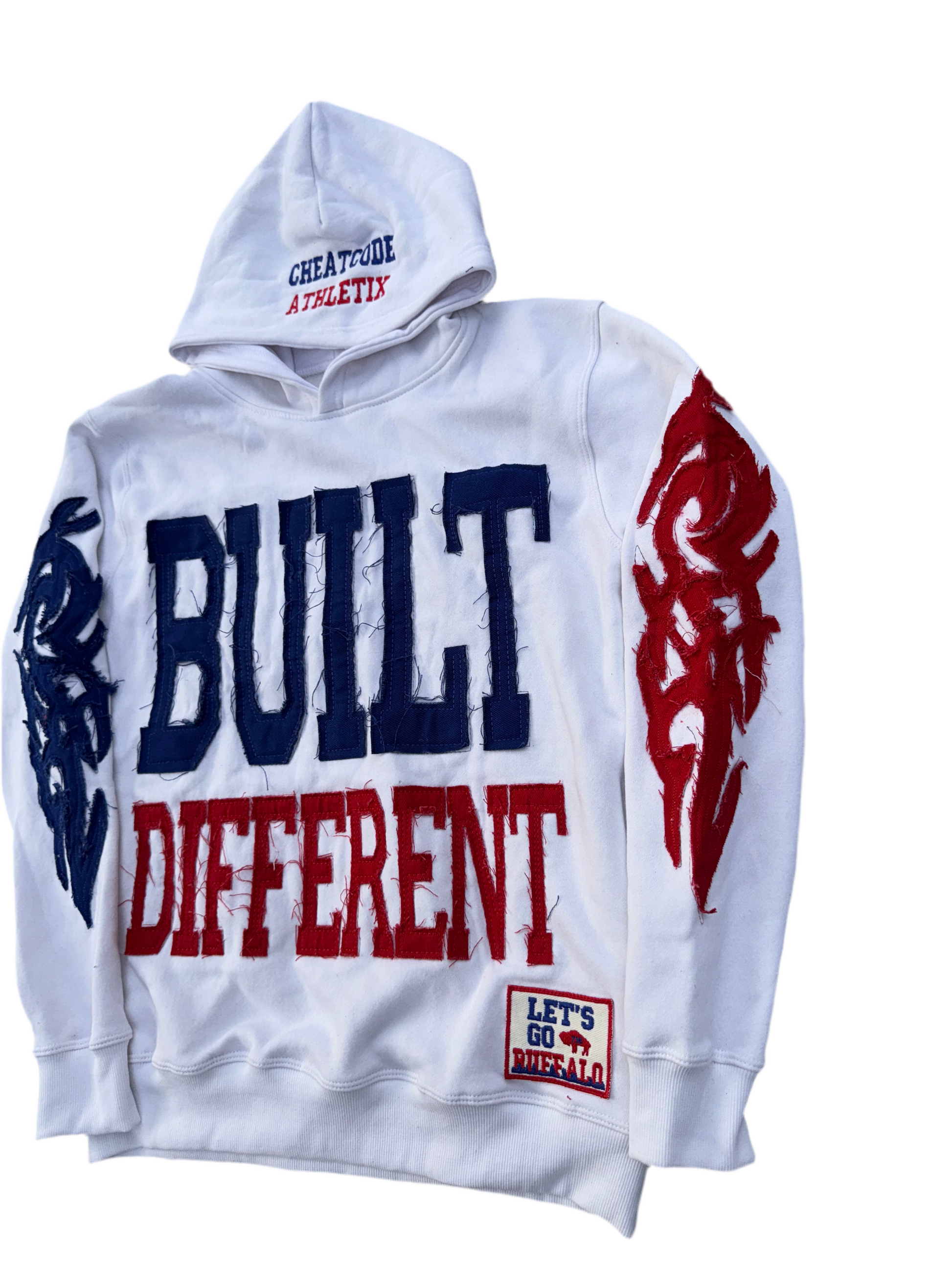 Built Different: Mafia Edition Unisex Hoodie – 350 GSM Premium Cotton, Distressed Embroidery, Let’s Go Buffalo Patch
