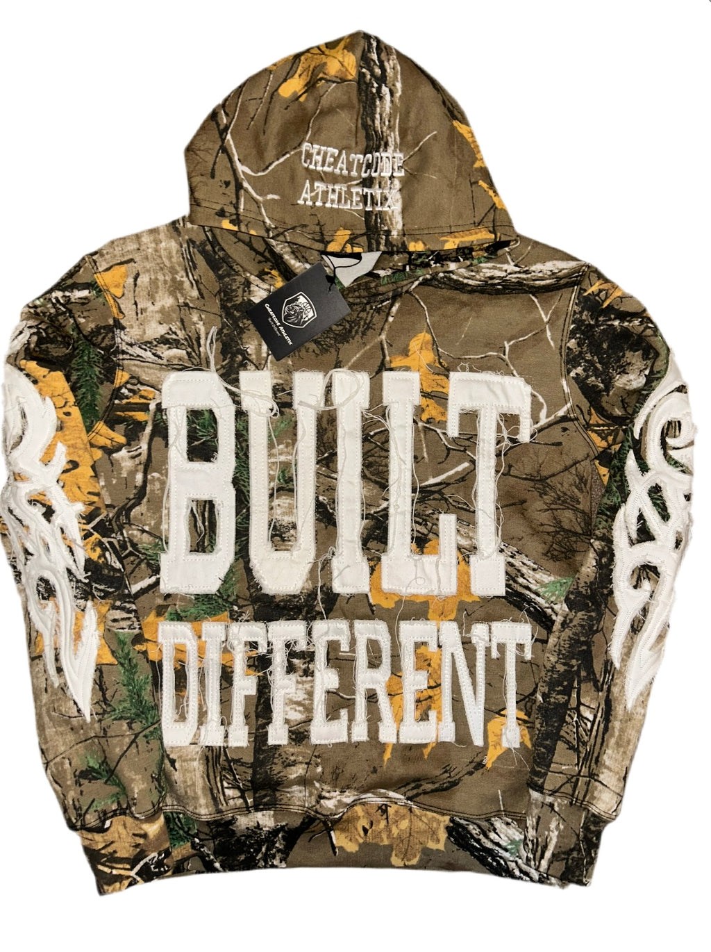 Leaf Camo Hoodie – Distressed Embroidery | Cheatcode Athletix
