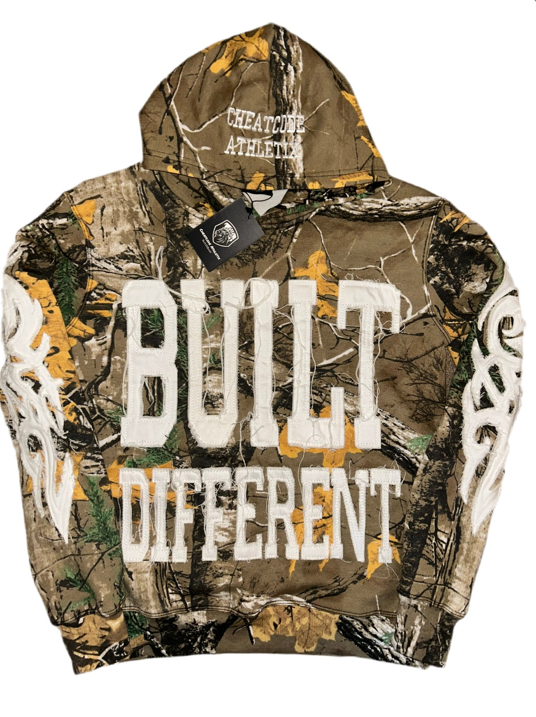 Leaf Camo Hoodie – Distressed Embroidery | Cheatcode Athletix