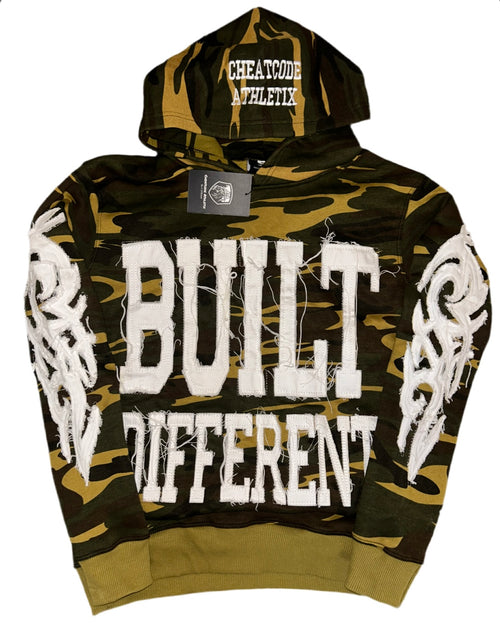 Army Camo Hoodie – Distressed Embroidery | Cheatcode Athletix