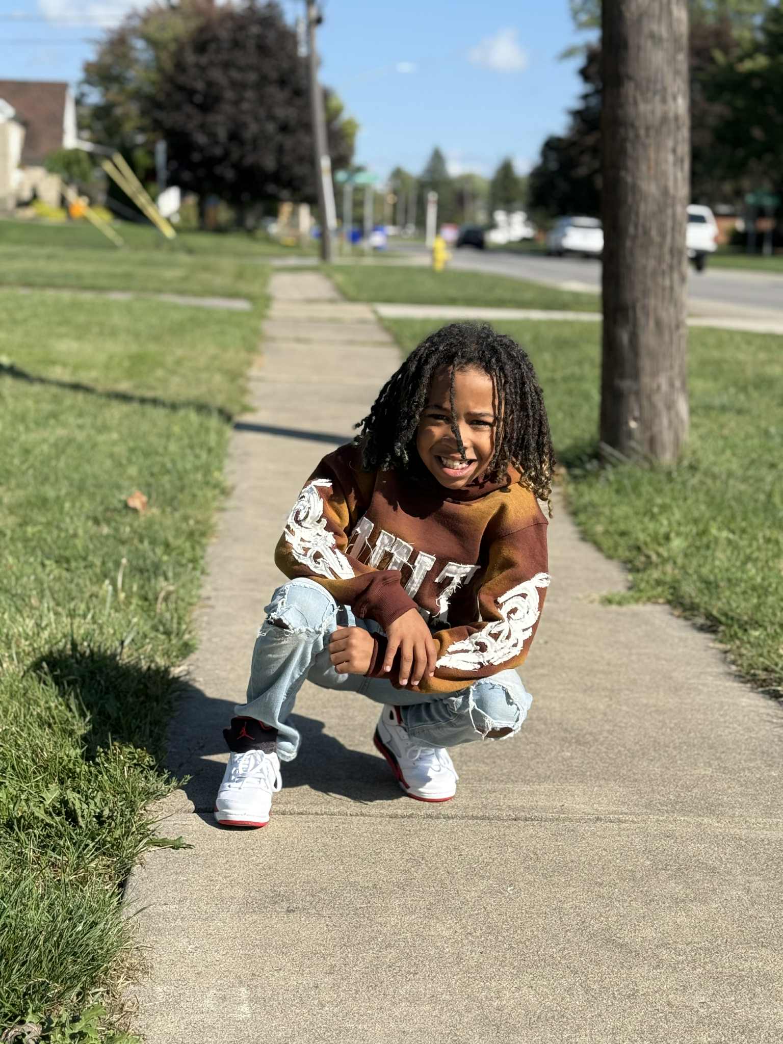 Kids Earthtone Hoodie – Distressed Embroidery | Cheatcode Athletix