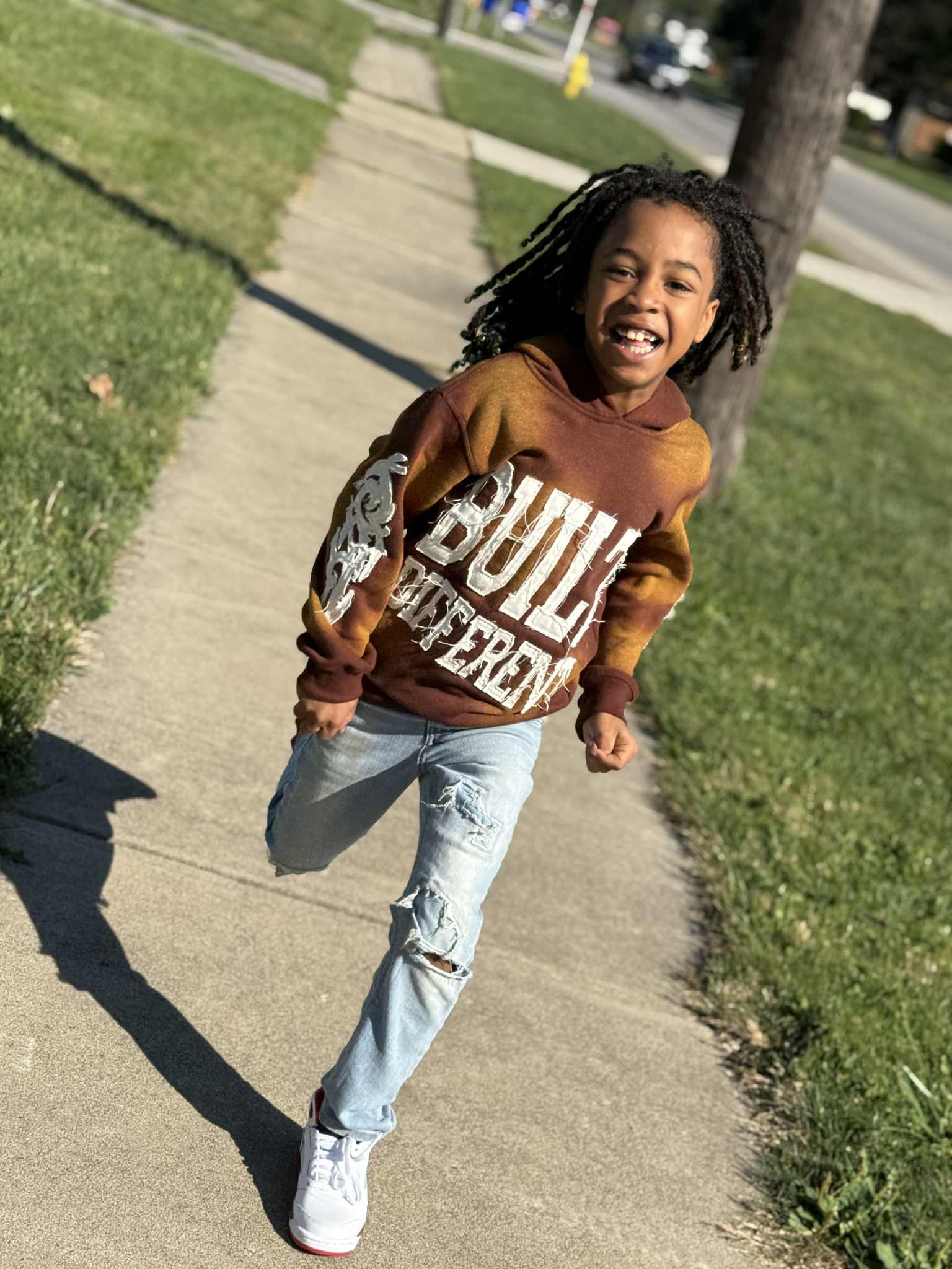 Kids Earthtone Hoodie – Distressed Embroidery | Cheatcode Athletix