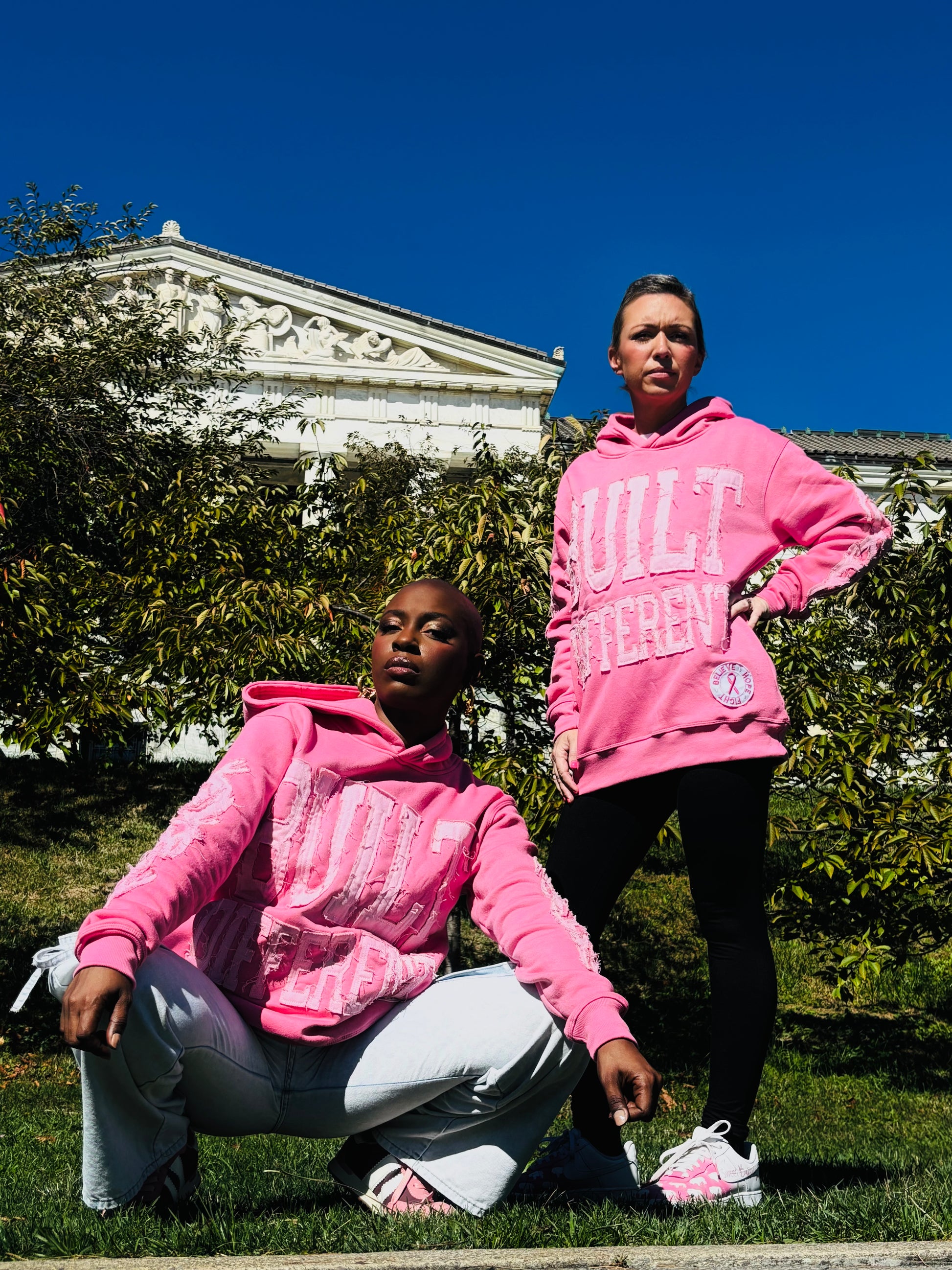 Built Different: Breast Cancer Awareness Edition Unisex Hoodie – 350 GSM Premium Cotton, Distressed Embroidery, “Believe • Hope • Fight” Patch (Portion of Proceeds Donated) *Preorder Ships Oct 8th*