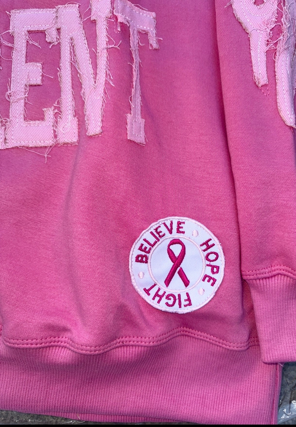 Built Different: Breast Cancer Awareness Edition Unisex Hoodie – 350 GSM Premium Cotton, Distressed Embroidery, “Believe • Hope • Fight” Patch (Portion of Proceeds Donated) *Preorder Ships Oct 8th*