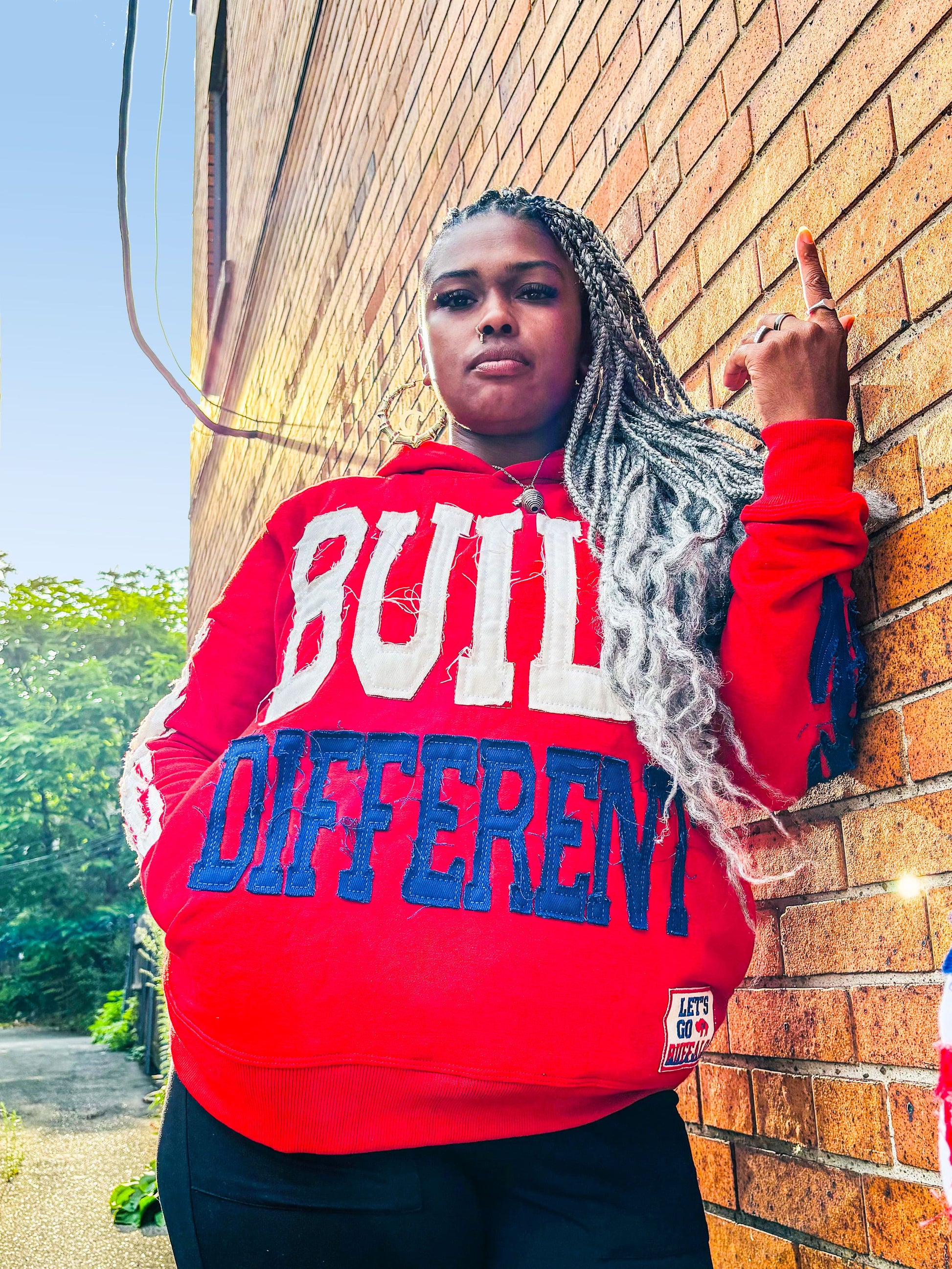 Built Different: Bloodline Mafia Edition Unisex Hoodie – 350 GSM Premium Cotton, Distressed Embroidery, Let’s Go Buffalo Patch