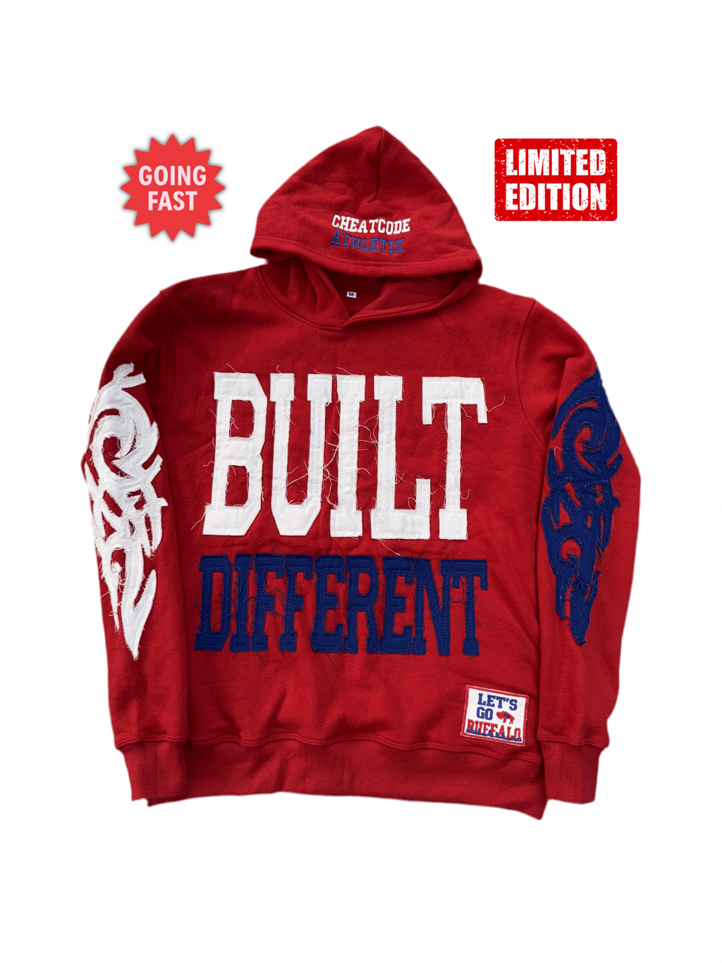 Built Different: Bloodline Mafia Edition Unisex Hoodie – 350 GSM Premium Cotton, Distressed Embroidery, Let’s Go Buffalo Patch