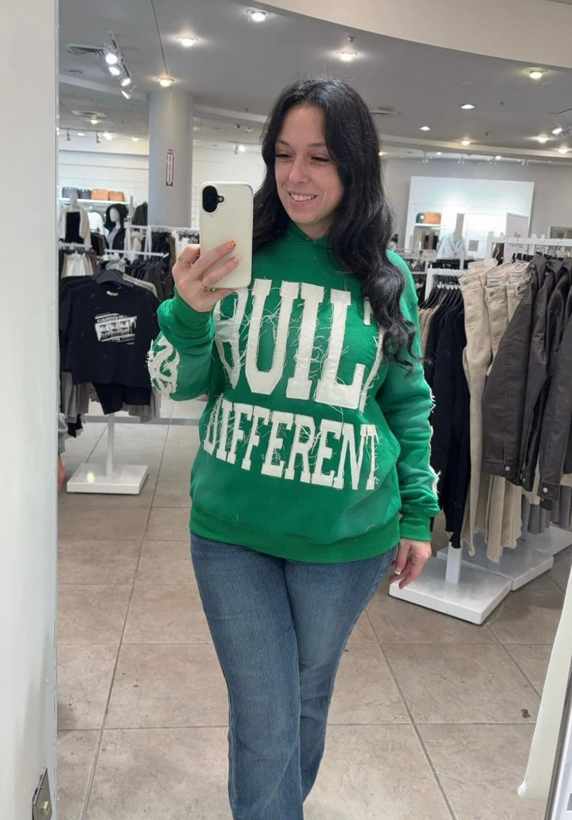 Built Different: Money Green Edition Unisex Hoodie – 350 GSM Premium Cotton, Distressed Embroidery, Green Statement Piece