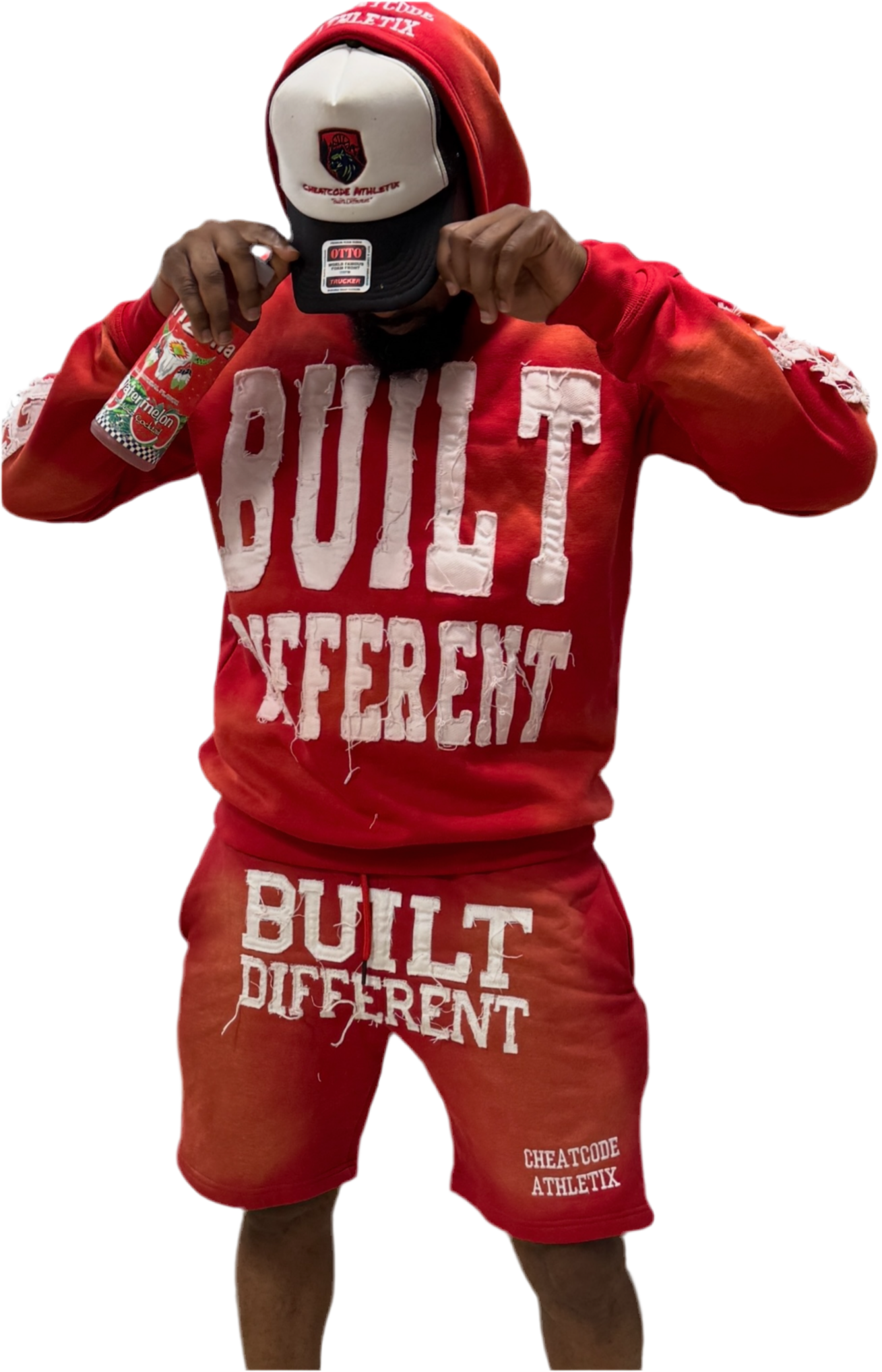 Inferno Red Acid Wash Shorts – Distressed Embroidered | Cheatcode Athletix