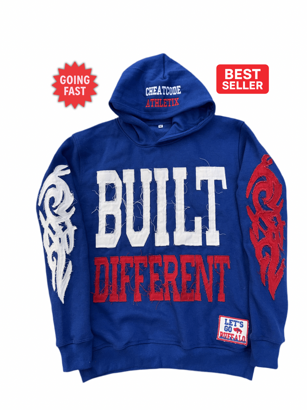 Built Different: Mafia Edition Unisex Hoodie – 350 GSM Premium Cotton, Distressed Embroidery, Let’s Go Buffalo Patch
