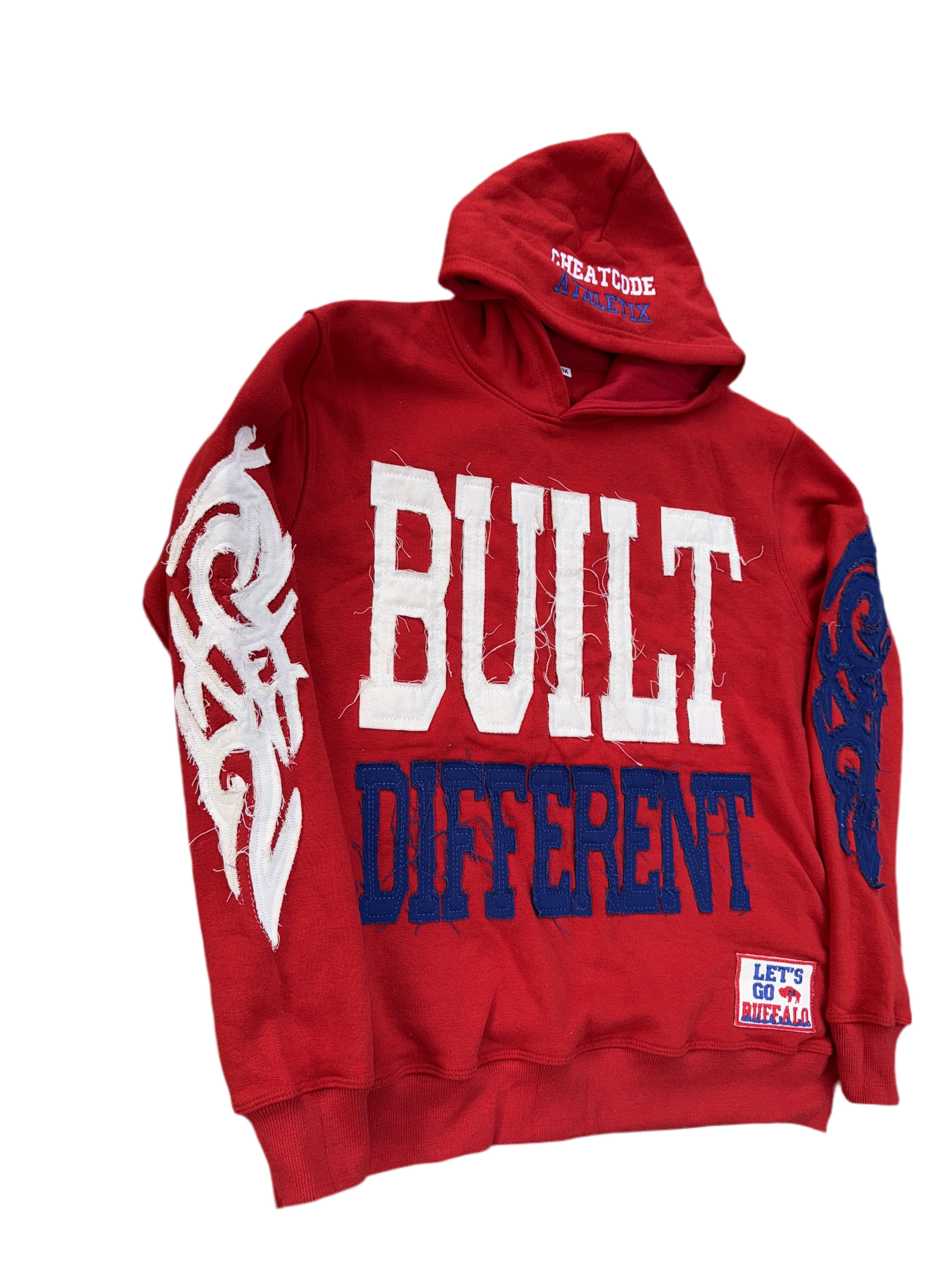 Built Different: Bloodline Mafia Edition Unisex Hoodie – 350 GSM Premium Cotton, Distressed Embroidery, Let’s Go Buffalo Patch