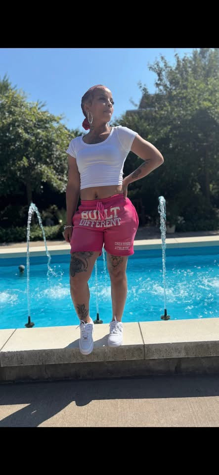 Pink Rose Acid Wash Shorts – Distressed Embroidered | Cheatcode Athletix