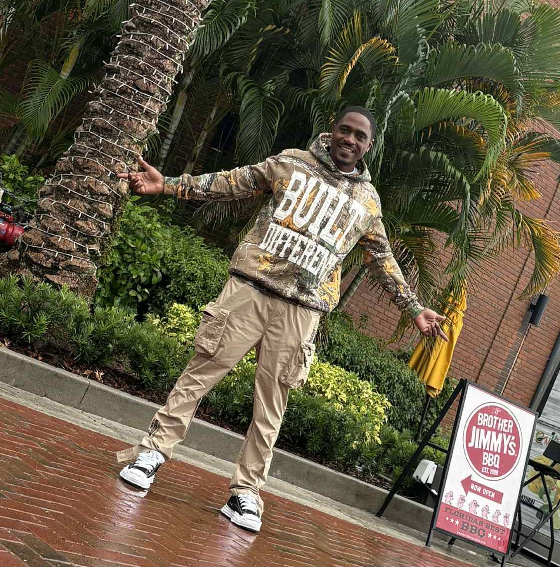 Built Different: Leaf Camo Edition Unisex Hoodie – 350 GSM Premium Cotton, Distressed Embroidery, Rugged Outdoor Design