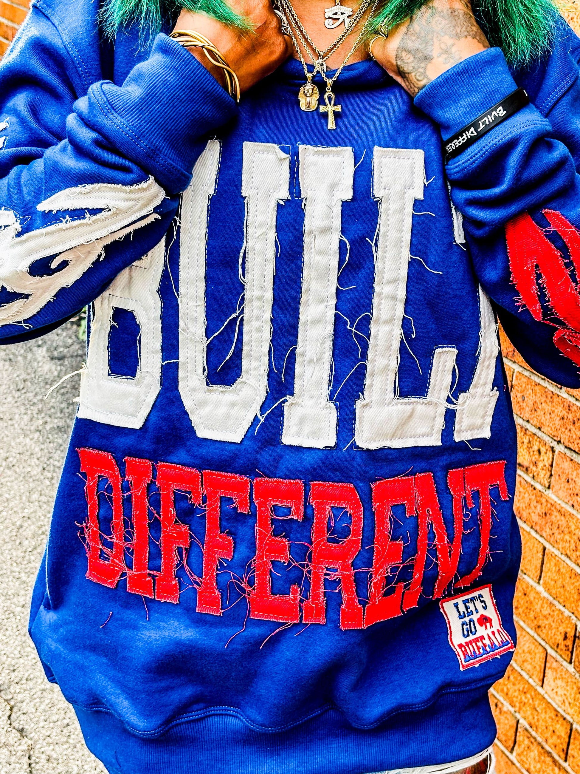 Built Different: Mafia Edition Unisex Hoodie – 350 GSM Premium Cotton, Distressed Embroidery, Let’s Go Buffalo Patch