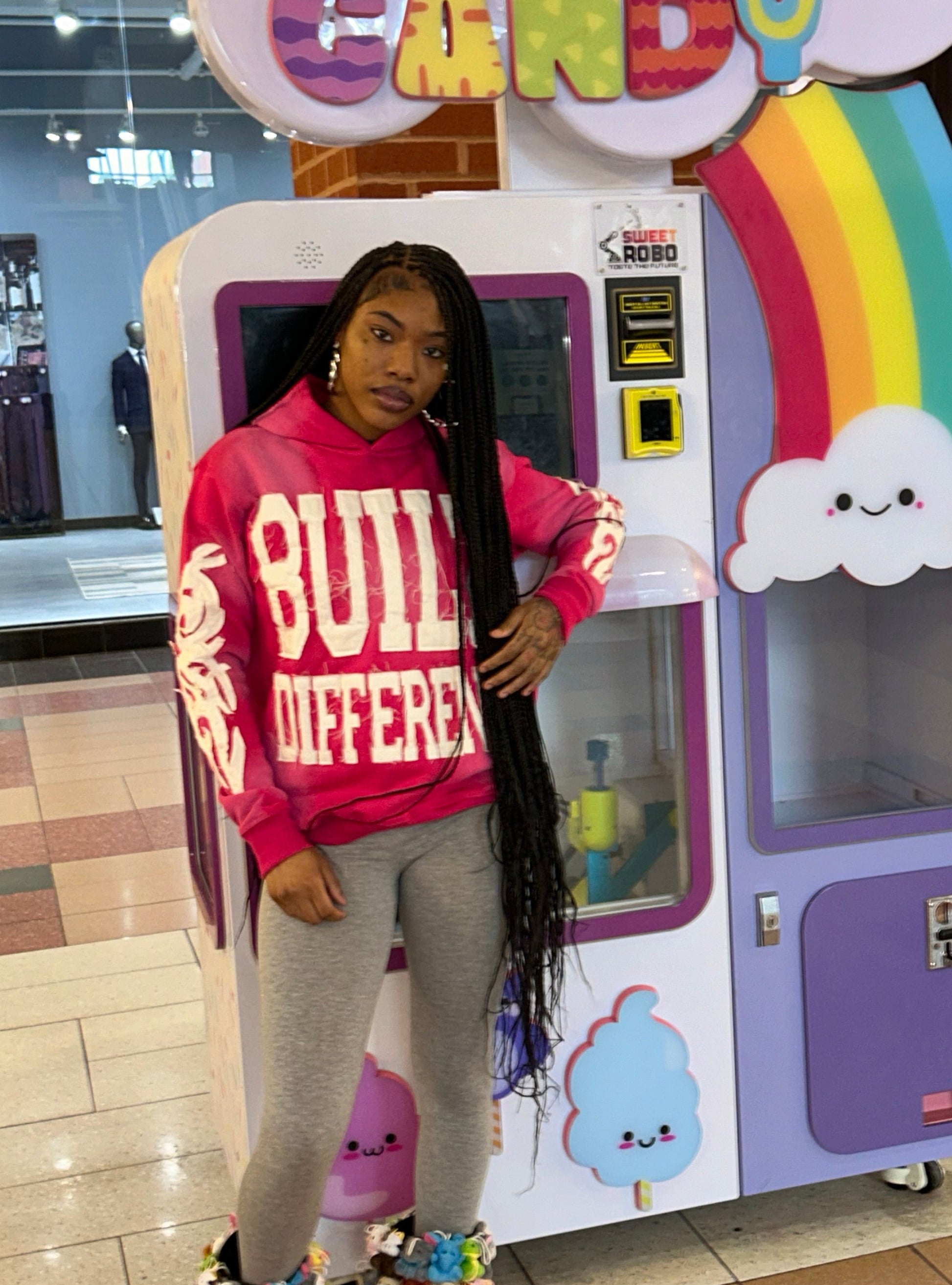 Built Different: Resilence Unisex Hoodie – 350 GSM Premium Cotton, Distressed Embroidery, Pink Statement Piece