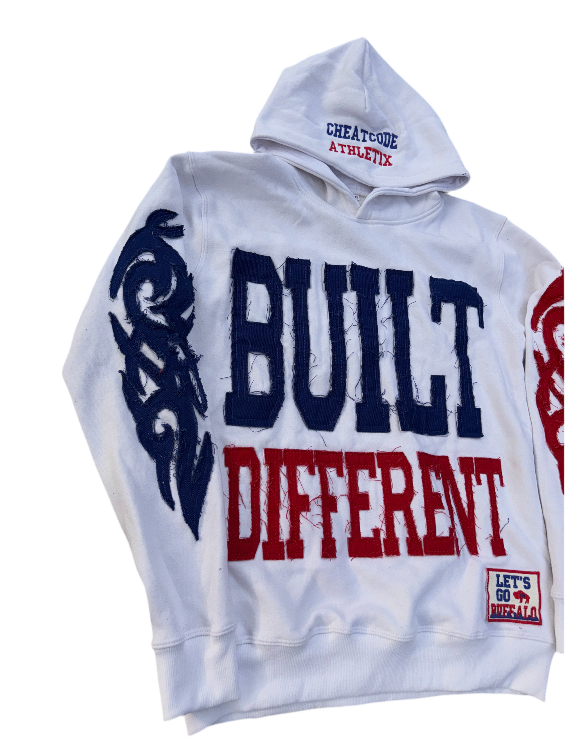 Built Different: Mafia Edition Unisex Hoodie – 350 GSM Premium Cotton, Distressed Embroidery, Let’s Go Buffalo Patch