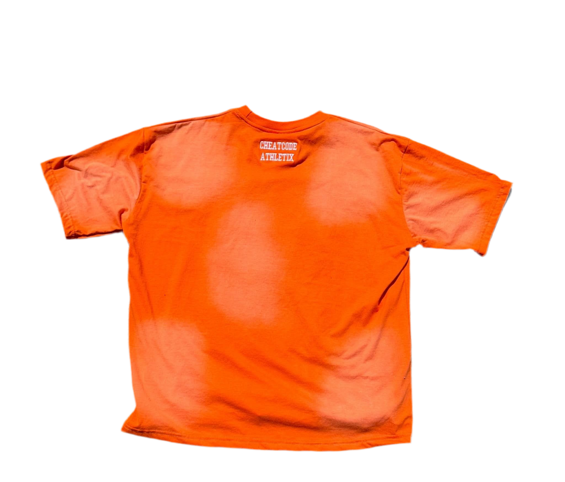 Orange Heat Acid Wash Shirt – Distressed Embroidered | Cheatcode Athletix