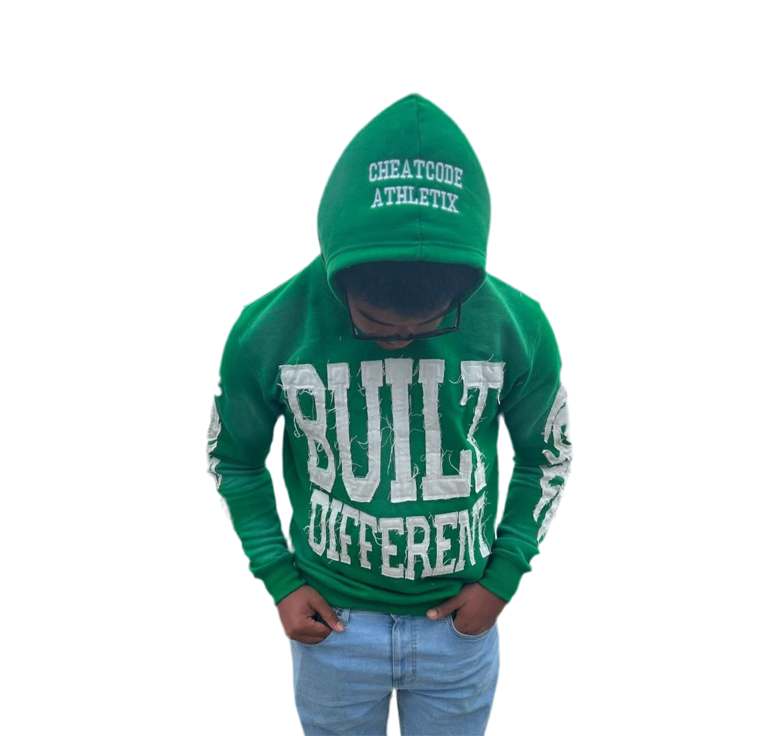Money Green Hoodie – Distressed Embroidery | Cheatcode Athletix