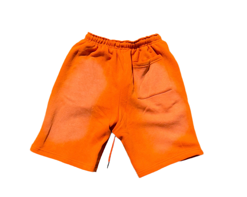 Orange Heat Acid Wash Shorts – Distressed Embroidered | Cheatcode Athletix