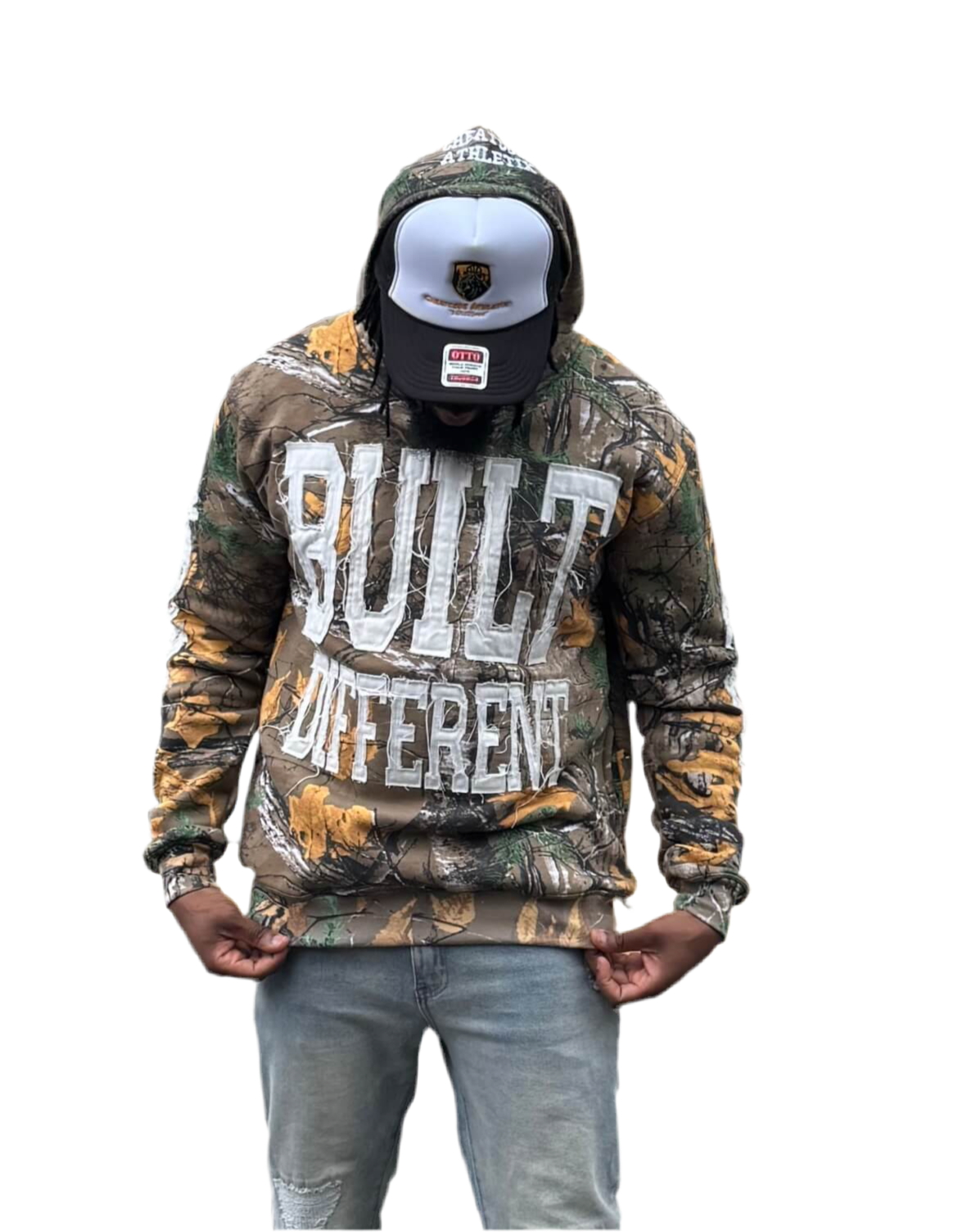 Leaf Camo Hoodie – Distressed Embroidery | Cheatcode Athletix