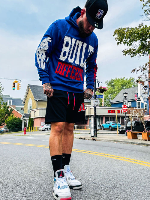 Built Different: Mafia Edition Unisex Hoodie – 350 GSM Premium Cotton, Distressed Embroidery, Let’s Go Buffalo Patch