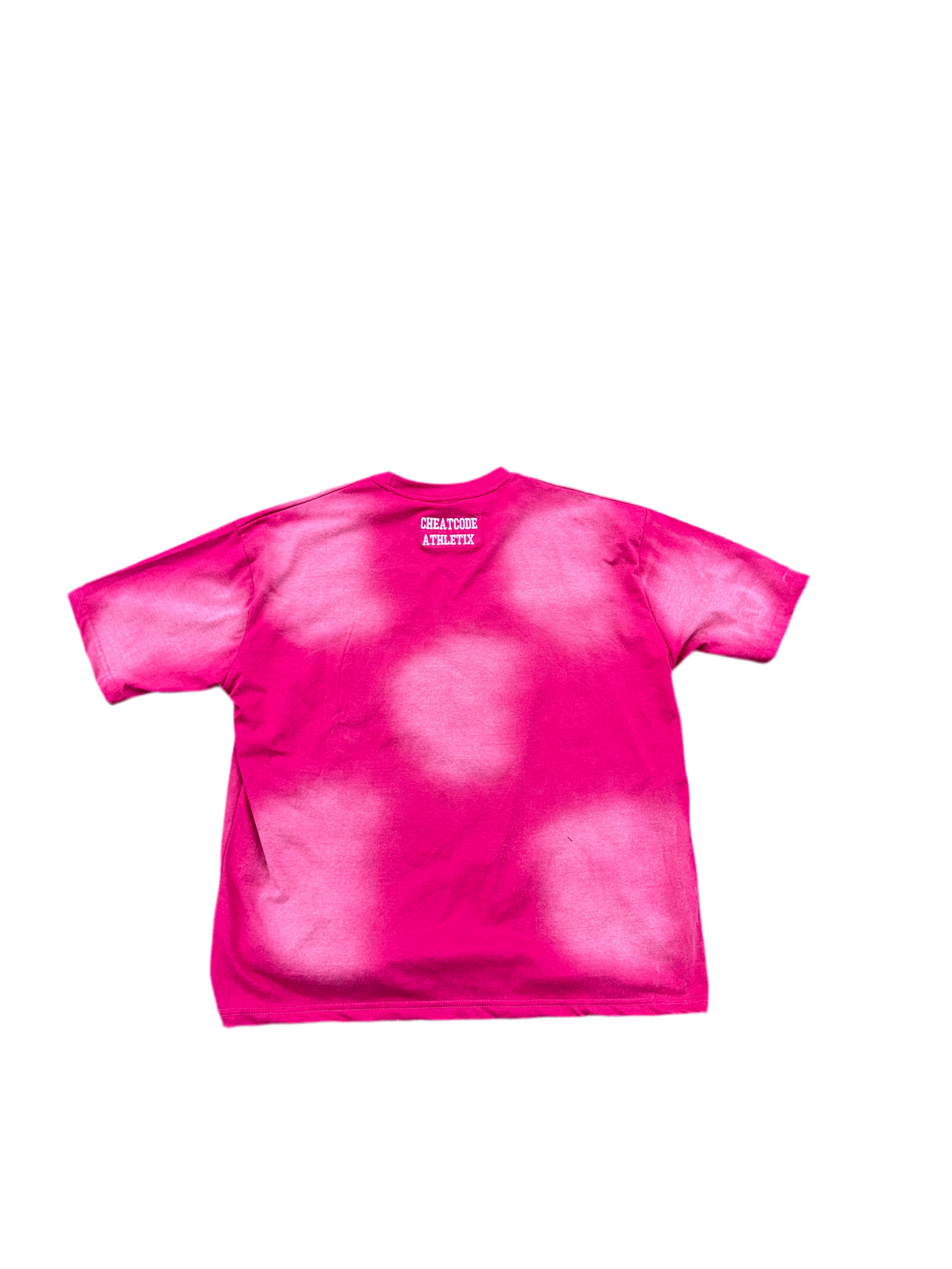 Pink Rose Acid Wash Shirt – Distressed Embroidered | Cheatcode Athletix