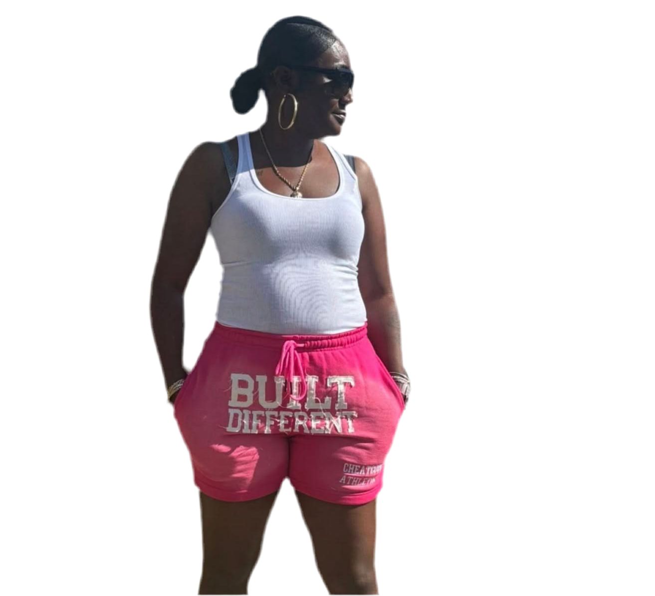 Pink Rose Acid Wash Shorts – Distressed Embroidered | Cheatcode Athletix