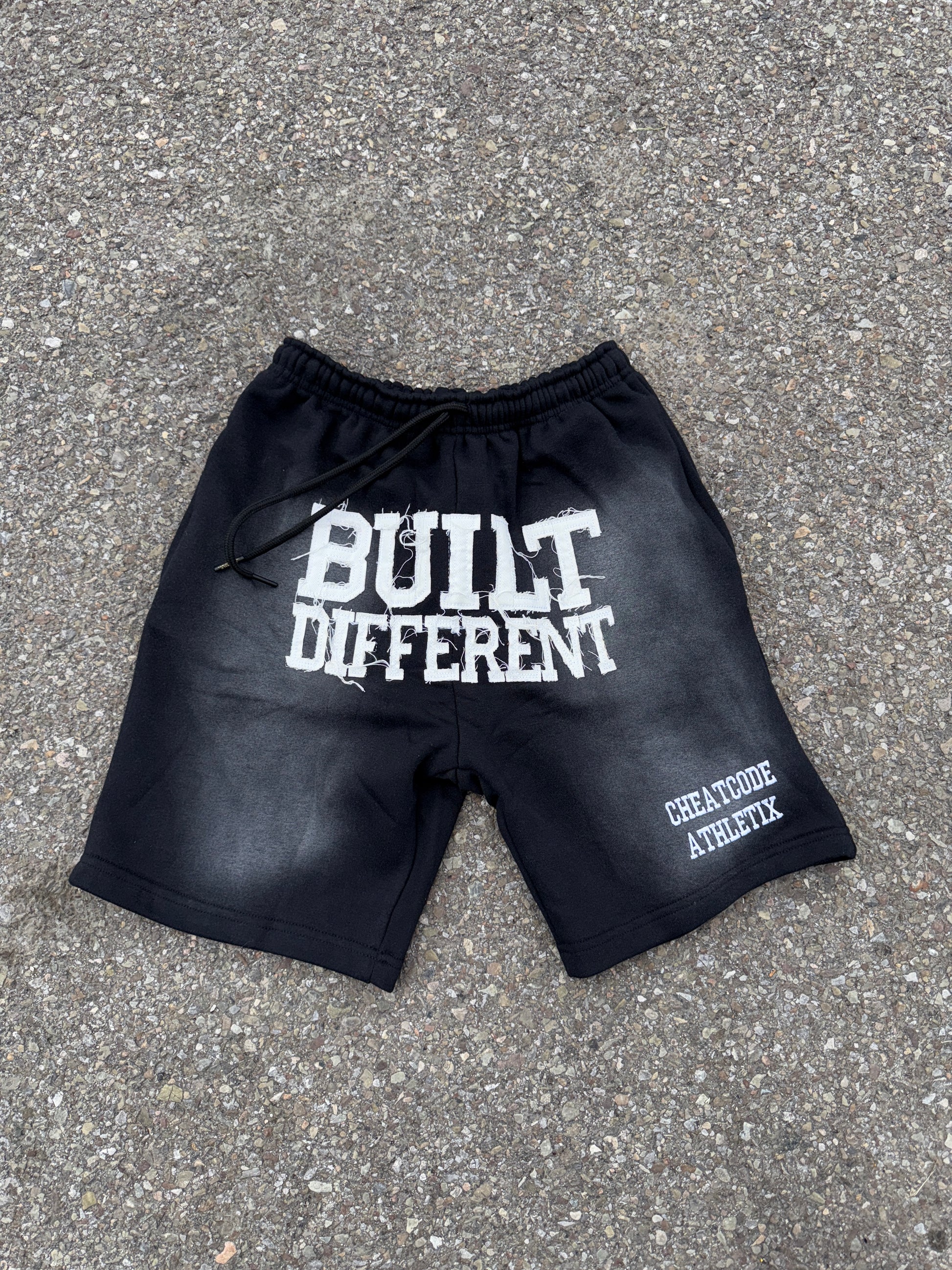 Oreo Acid Wash Shorts – Distressed Embroidered | Cheatcode Athletix