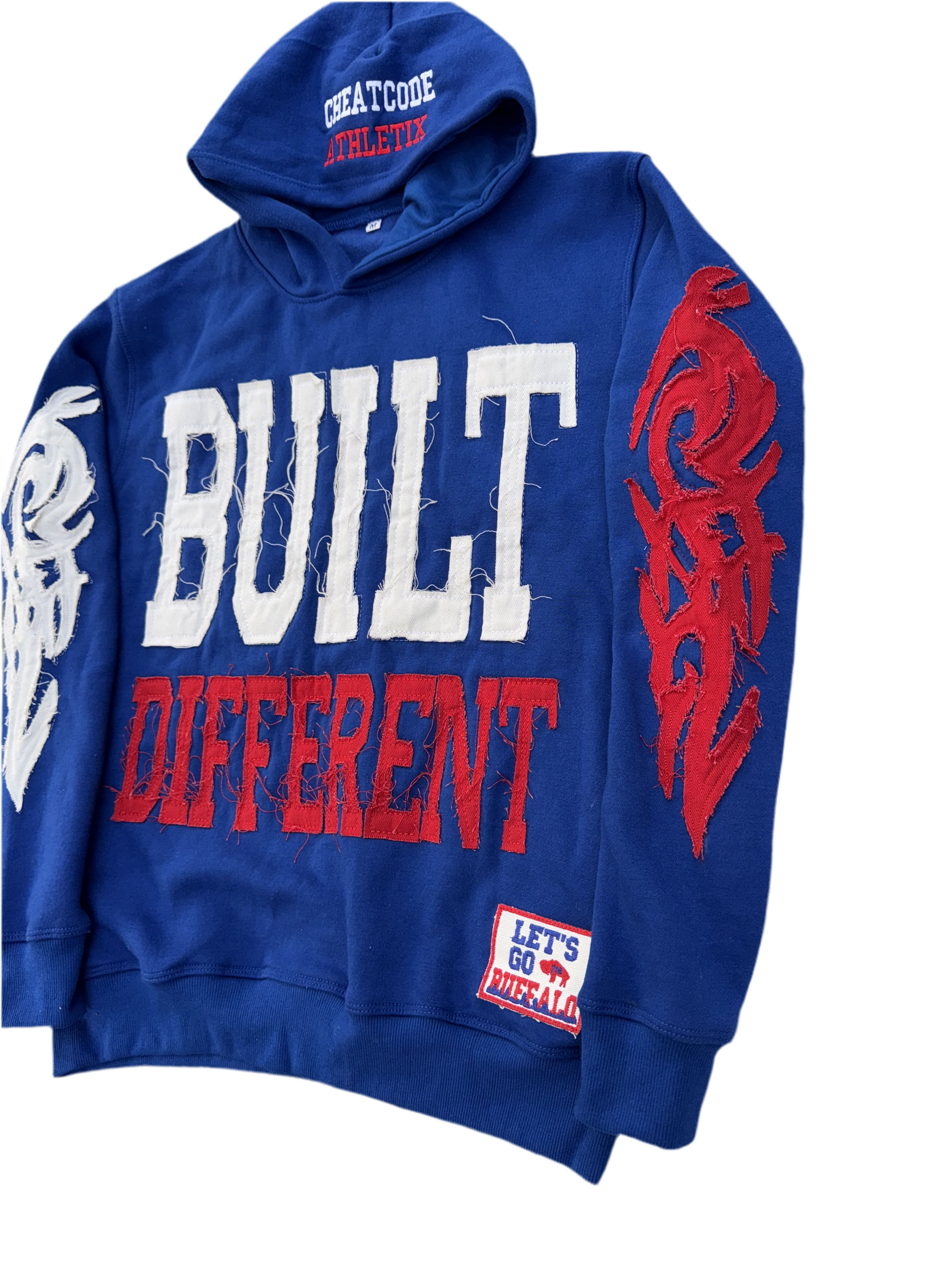Built Different: Mafia Edition Unisex Hoodie – 350 GSM Premium Cotton, Distressed Embroidery, Let’s Go Buffalo Patch
