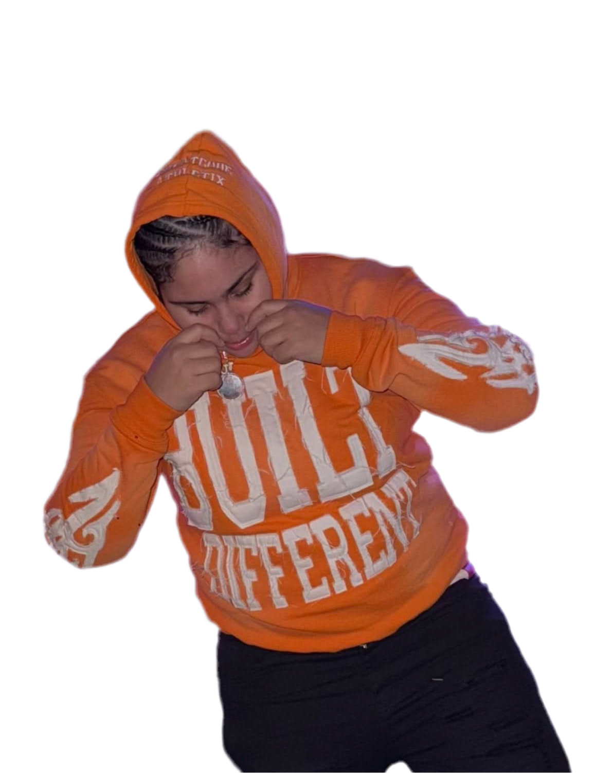 Orange Heat Hoodie – Distressed Embroidery | Cheatcode Athletix