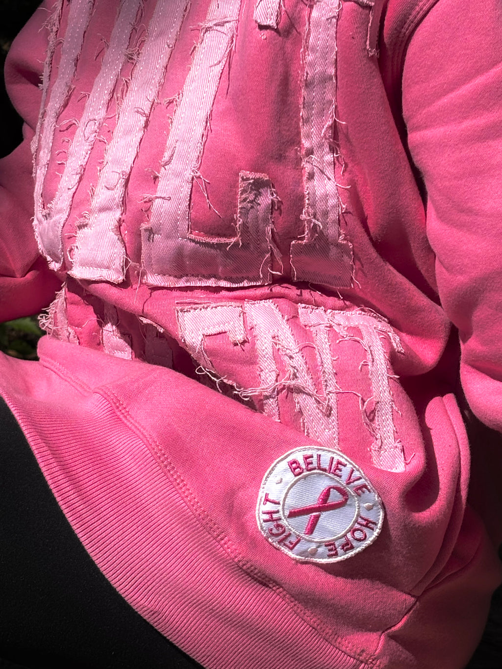 Built Different: Breast Cancer Awareness Edition Unisex Hoodie – 350 GSM Premium Cotton, Distressed Embroidery, “Believe • Hope • Fight” Patch (Portion of Proceeds Donated) *Preorder Ships Oct 8th*