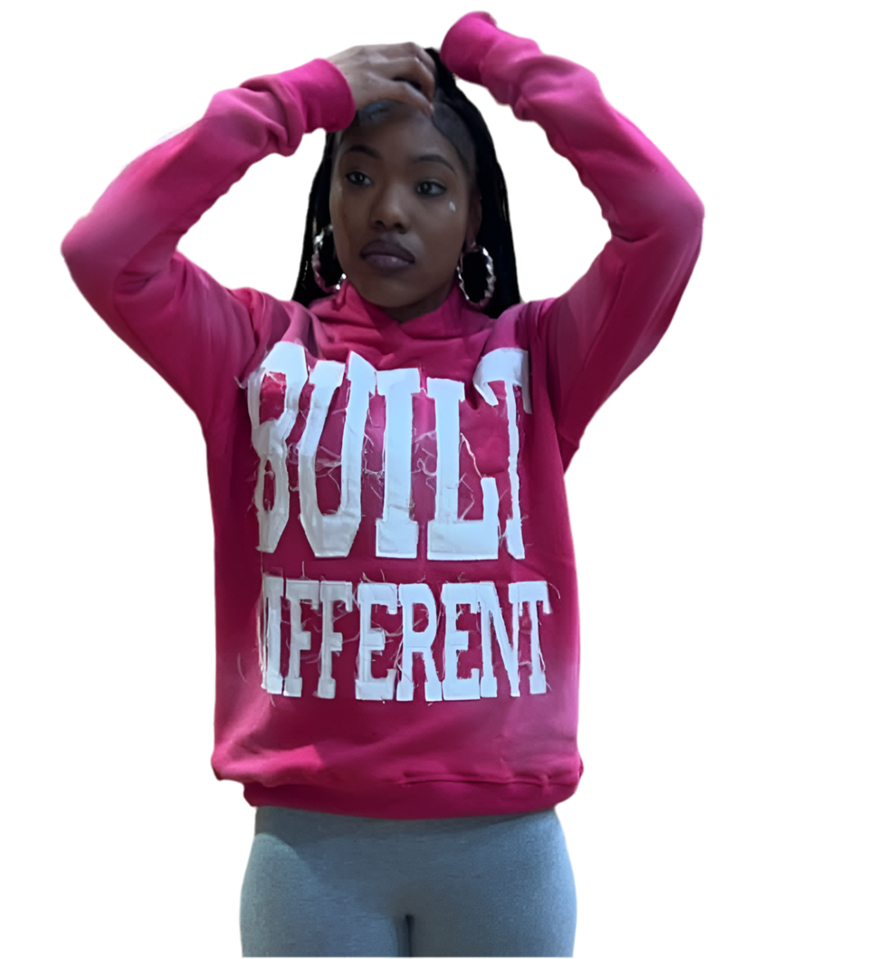 Pink Rose Hoodie – Distressed Embroidery | Cheatcode Athletix
