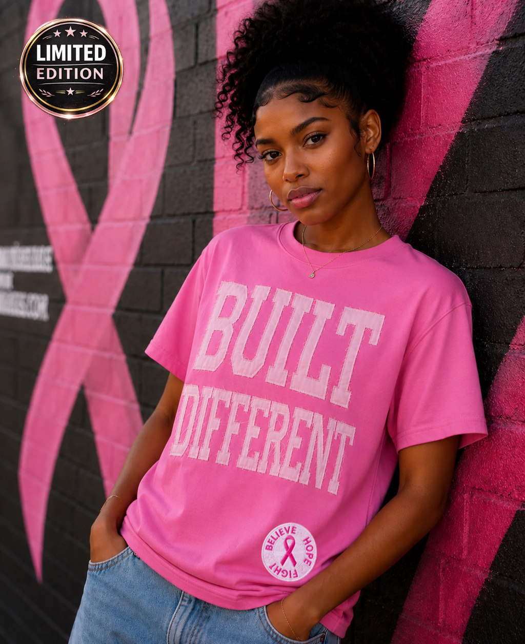 Pink Legacy Shirt – Believe Hope Fight 250 GSM Relaxed Heavyweight Tee