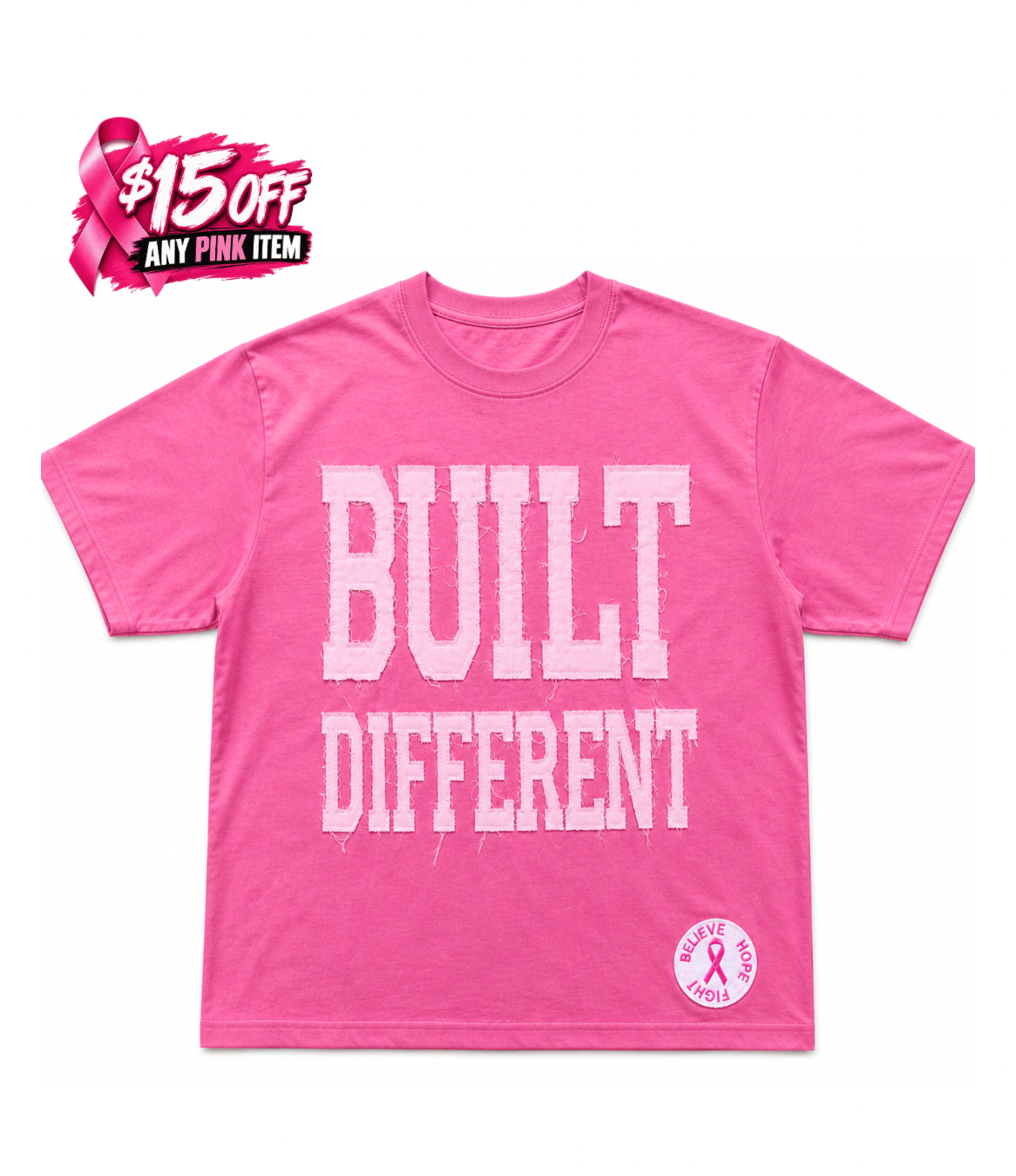 Pink Legacy Shirt – Believe Hope Fight 250 GSM Relaxed Heavyweight Tee