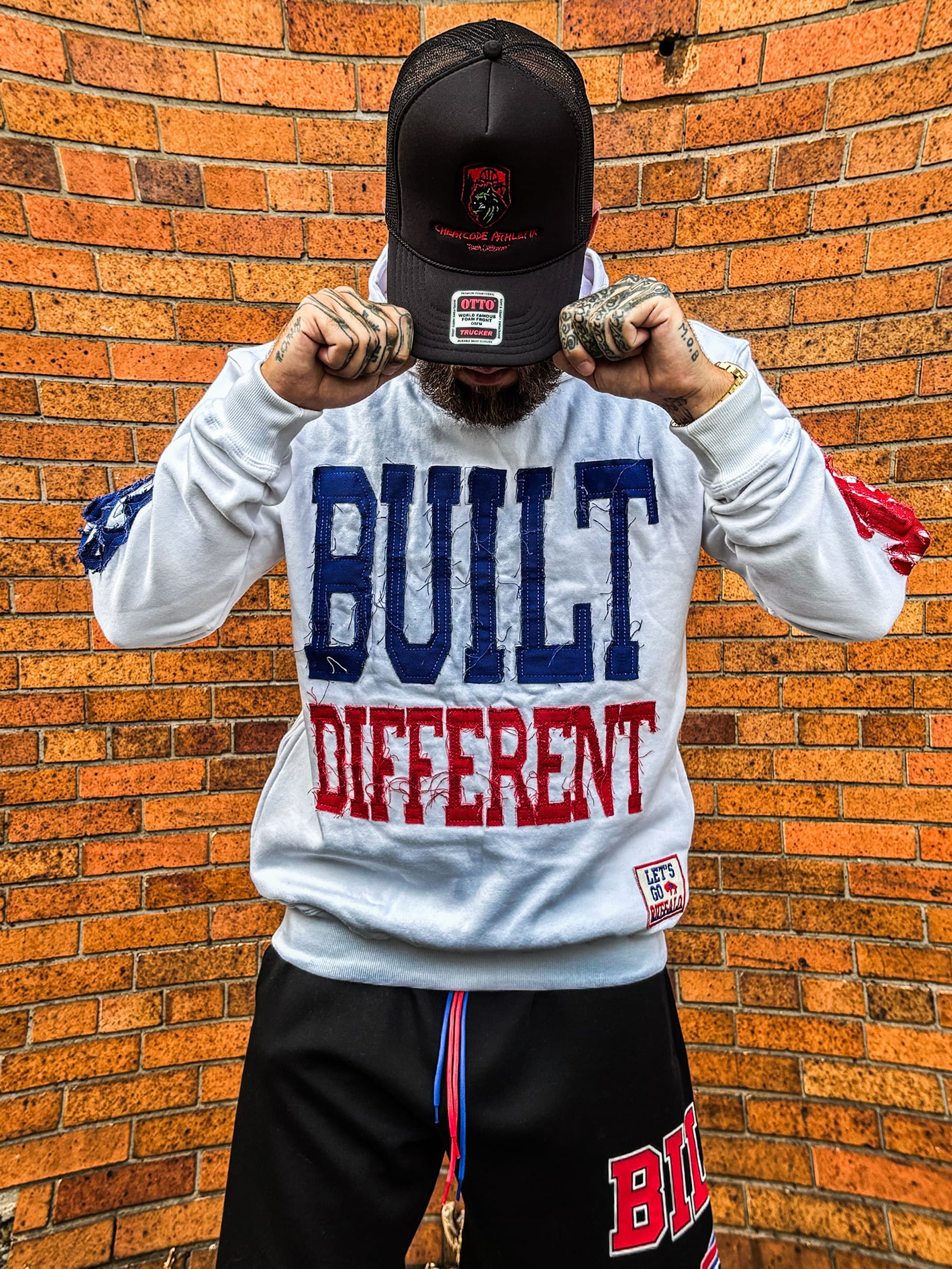 Built Different: Mafia Edition Unisex Hoodie – 350 GSM Premium Cotton, Distressed Embroidery, Let’s Go Buffalo Patch