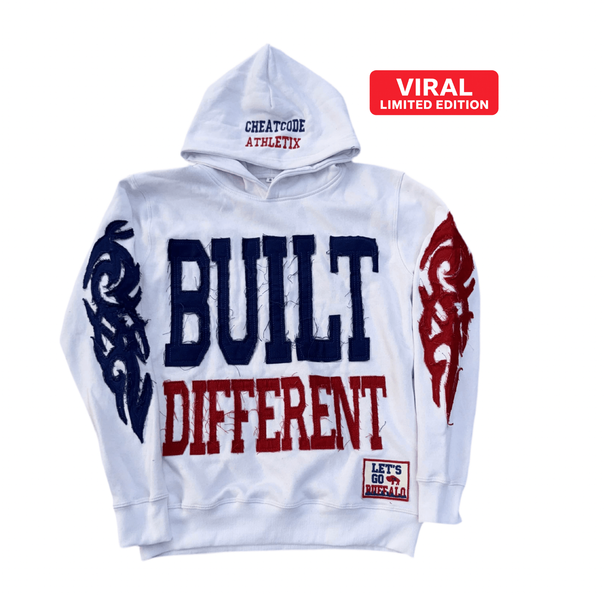 Built Different: Mafia Edition Unisex Hoodie – 350 GSM Premium Cotton, Distressed Embroidery, Let’s Go Buffalo Patch