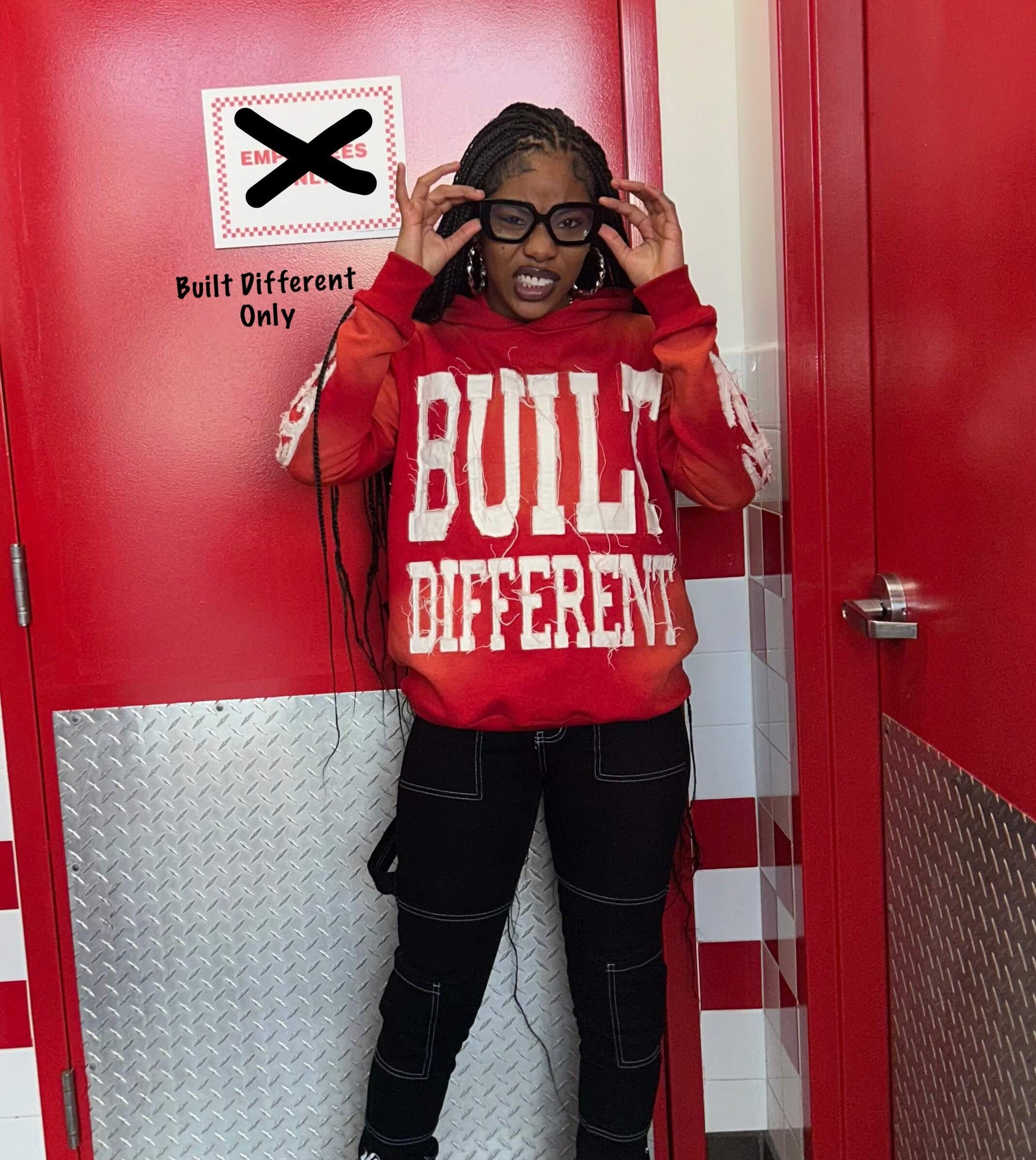 Built Different: Origin Edition Unisex Hoodie – 350 GSM Premium Cotton, Distressed Embroidery, Red Statement Piece