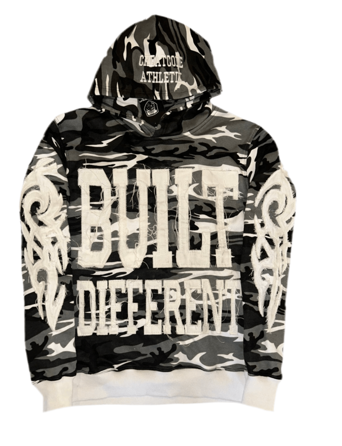 Black Camo Built Different Hoodie - Cheatcode Athletix