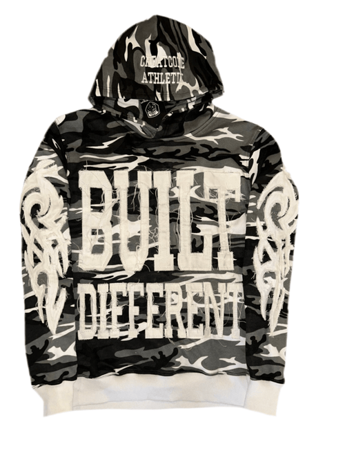 Black Camo Built Different Hoodie - Cheatcode Athletix